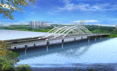 主跨436米，为双塔双索面钢箱梁斜拉桥，市我国第一座严寒地区的大跨径钢桥